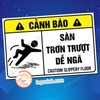 Decal Dán Cảnh Báo Sàn Trơn Trượt Dễ Ngã, Caution Slippery Floor, Sàn Nhà Trơn Cẩn Thận Ngã, Decan Chống Nước Logoxinh
