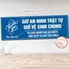 Tem Decal Nhắc Nhở Giữ Vệ Sinh Chung Và An Ninh Trật Tự, Keep Silent And Security , Decan Dán Kính Dán Tường Chống Nước