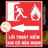 LOGO TEM STICKER DÁN THÔNG BÁO BIỂN CHỈ DẪN LỐI HƯỚNG ĐI THOÁT HIỂM KHI CÓ XẢY RA HỎA HOẠN- FIRE ARLAM CAUTION