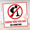 Tem Decal Cảnh Báo Nhắc Nhở Không Nôn Vào Đây No Vomiting, Khu Vực Cấm Nôn, Giữ Sạch Nhà Vệ Sinh, Bồn Cầu Bồn Tiểu