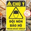 LOGO TEM STICKER BIỂN CẢNH BÁO ĐỘI NÓN BẢO HỘ - WEAR HEAD SHIELD - BIỂN CẢNH BÁO AN TOÀN LAO ĐỘNG