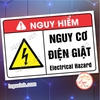 Tem Decal Dán Cảnh Báo Nguy Cơ Điện Giật, Nguy Hiểm Điện Giật, Electrical Hazard, Decal Chống Nước Có Keo Dán Sẵn