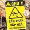 LOGO TEM STICKER BIỂN CẢNH BÁO CẨN THẬN VẤP NGÃ - TRIPPING HAZARD- BIỂN CẢNH BÁO AN TOÀN LAO ĐỘNG