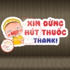 Tem Decal - XIN ĐỪNG HÚT THUỐC, THANK! - [Sticker Vui Nhộn] - Decal bóc dán, có keo sẵn, chống nước, chống phai