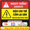 (MẪU MỚI) Tem Decal Dán Điện Cao Thế Nguy Hiểm Cấm Lại Gần,High Voltage Caution Hazard,Tem Cảnh Báo Decan Dán Tường,Kính
