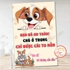 Tem Decal Vào Đi Chó Nó Không Cắn Đâu Vui Nhộn, Dùng Cho Nhà Riêng, Quầy Thú Y, Pet Shop, Khu Vực Có Chó Mèo, Tem Cute