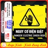 Tem Decal Cảnh Báo Nguy Cơ Điện Giật, Electric Shock Risk, song ngữ Anh Việt, Decal Chống Nước, Tem An Toàn Lao Động