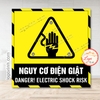 Tem Decal Cảnh Báo Nguy Cơ Điện Giật, Electric Shock Risk, song ngữ Anh Việt, Decal Chống Nước, Tem An Toàn Lao Động