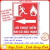LOGO TEM STICKER DÁN THÔNG BÁO BIỂN CHỈ DẪN LỐI HƯỚNG ĐI THOÁT HIỂM KHI CÓ XẢY RA HỎA HOẠN- FIRE ARLAM CAUTION