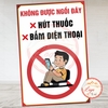 Tem Decal Dán Nhắc Nhở Không Được Ngồi Đây Hút Thuốc Và Bấm Điện Thoại, Nhắc Nhở Giữ Vệ Sinh Chung, Decan Chống Nước