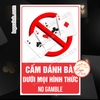 (MẪU CHỮ NHẬT) Logo Tem Decal Dán CẤM ĐÁNH BÀI,No Gamble, Tem Cấm Chơi Cờ Bạc,Đánh Bài, Có Keo Sẵn Tiện Dụng Chống Nước