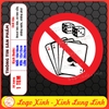 (MẪU TRÒN) Logo Decal Dán CẤM ĐÁNH BẠC, No Gamble Dạng Tròn Nhiều Kích Cỡ, Tem Cấm Chơi Cờ Bạc, Đánh Bài, Tem Chống Nước