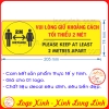 LOGO TEM STICKER YÊU CẦU GIỮ KHOẢNG CÁCH TỐI THIỂU 2M KHI GIAO DỊCH - BIỂN PHÒNG CHỐNG DỊCH BỆNH COVID 19- 2M DISTANCE