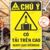 LOGO TEM STICKER CẢNH BÁO CÓ TẢI PHÍA TRÊN CAO, HEAVY LOAD OVERHEAD- BIỂN CẢNH BÁO AN TOÀN LAO ĐỘNG