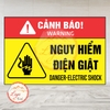 Tem Decal Dán [Nhắc Nhở] - CẢNH BÁO NGUY HIỂM ĐIỆN GIẬT | Decal Song Ngữ Việt - Anh | Decal chống nước, chống phai