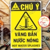 LOGO TEM STICKER BIỂN CẢNH BÁO CẨN THẬN NƯỚC NÓNG HOT WATER - BIỂN CẢNH BÁO AN TOÀN LAO ĐỘNG