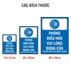 Tem Decal Phòng Điều Hòa Vui Lòng Đóng Cửa Bản Xanh Song Ngữ - Biển Dán Cửa Quán Cafe, Văn Phòng