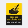 Sticker Cảnh Báo Dao Cắt Sắc Bén Cẩn Thận Đứt Tay - Tem An Toàn Dán Máy Cắt, Máy Xén Giấy, Bếp