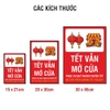 Tem Decal Tết Vẫn Mở Cửa Phục Vụ Xuyên Tết Song Ngữ - Biển Thông Báo Dán Cửa Hàng, Quán Cafe, Nhà Hàng