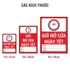 Tem Decal Giờ Mở Cửa Ngày Tết Có Ô Ghi Giờ Mùng 1, 2, 3 - Biển Thông Báo Dán Cửa Hàng, Quán Ăn, Tiệm Tóc