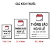 Tem Decal Thông Báo Nghỉ Lễ Có Ô Ghi Ngày Nghỉ, Mở Cửa Lại - Biển Dùng Mọi Dịp Lễ Dán Cửa Hàng, Văn Phòng