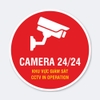 Sticker Tròn Camera Giám Sát 24/24 CCTV In Operation Nền Đỏ - Tem Dán Cửa Kính, Cổng Nhà, Shop, Bãi Xe