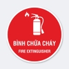 Sticker Tròn Bình Chữa Cháy Fire Extinguisher Nền Đỏ - Tem Đánh Dấu Vị Trí Đặt Bình PCCC, Bình Cứu Hỏa