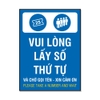 Tem Decal Vui Lòng Lấy Số Thứ Tự Và Chờ Gọi Tên Song Ngữ - Biển Dán Phòng Khám, Ngân Hàng, Quầy Dịch Vụ