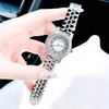 Set đồng hồ nữ chính hãng Roberto Era RE834 dây da lụa hồng size 32mm mặt đính đá - Kèm dây kim loại và phụ kiện
