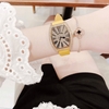 Set đồng hồ nữ chính hãng Roberto Era RE022 dây da vàng mặt số la mã vỏ vàng gold size 36mm