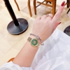 Đồng Hồ Nữ Franklin FL5688 Chính Hãng Dây Thép Vàng Gold Mặt Xanh Lá Size 29mm Viền Đá Tặng Kèm Lắc Tay
