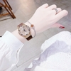 Set Đồng hồ nữ X-cer chính hãng dây cao su nâu vỏ vàng hồng size 34mm - Mặt đồng hồ đính đá