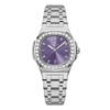 Đồng Hồ Nữ Carnival 8160L2-VT-TIM Dây Thép Silver Mặt Tím Viền Đá Size 34mm Sapphire