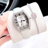 Đồng hồ Rivero nữ chính hãng, đồng hồ Rivero R9007 dây da trắng vỏ silver size 34mm