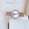 Đồng hồ nữ chính hãng Roberto Era RE2900 màu demi vàng hồng mặt trắng viền đá size 28mm