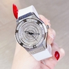 Set Đồng hồ nữ X-cer chính hãng dây cao su trắng vỏ bạc size 34mm - Mặt đồng hồ đính đá
