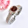 Set đồng hồ nữ Amica chính hãng màu demi vàng hồng mặt nâu size 32mm - Đồng hồ Amica A059