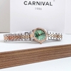 Đồng Hồ Nữ Carnival 8131L-CH-XL Demi Vàng Hồng Mặt Xanh Lá Size 30mm Quartz Japan