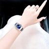 Đồng hồ Rivero nữ chính hãng, đồng hồ Rivero R9007 dây da xanh dương vỏ silver size 34mm