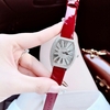 Set đồng hồ nữ chính hãng Roberto Era RE022 dây da đỏ mặt số la mã vỏ bạc silver size 36mm