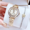 Set đồng hồ nữ chính hãng Roberto Era RE084 dây da vàng size 32mm, kèm bộ dây kim loại và phụ kiện