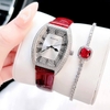 Đồng hồ Rivero nữ chính hãng, đồng hồ Rivero R9007 dây da đỏ vỏ silver size 34mm