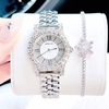 Set đồng hồ nữ chính hãng Roberto Era RE834 dây da lụa hồng size 32mm mặt đính đá - Kèm dây kim loại và phụ kiện