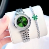 Set đồng hồ nữ chính hãng Roberto Era RE084 dây da xanh lá vỏ silver size 32mm, kèm bộ dây kim loại và phụ kiện