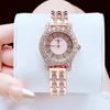 Set đồng hồ nữ chính hãng Roberto Era RE834 dây da lụa hồng size 32mm mặt đính đá kèm dây kim loại và phụ kiện màu vàng hồng