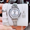 Set đồng hồ nữ chính hãng Roberto Era RE0841 dây da trắng vỏ silver size 32mm, kèm bộ dây kim loại và phụ kiện