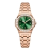 Đồng Hồ Nữ Carnival 8160L2-VH-XL Vàng Hồng Mặt Xanh Lá Viền Đá Size 34mm Sapphire
