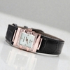 Đồng hồ nữ chính hãng Roberto Era RE1601 dây da đen mặt trắng vuông size 20x30mm vỏ rose gold