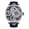 Đồng Hồ Nam Hanboro Automatic Dây Da Xanh Đậm Vỏ Silver Mặt Rồng Size 44mm HBR1018