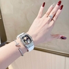 Đồng Hồ Nữ Hanboro Mặt Cười Dây Cao Su Trắng Chính Hãng Đính Đá Silver Mặt Size 36mm Quartz